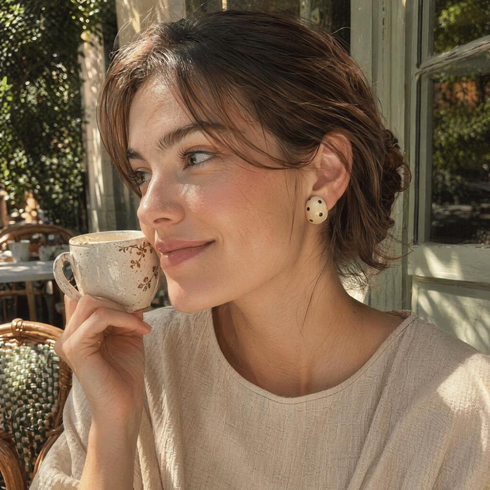 Trendy Polka Dot Hoop Earrings Sweet Geometric Earrings Retro C-Shaped Enamel Earrings  Party