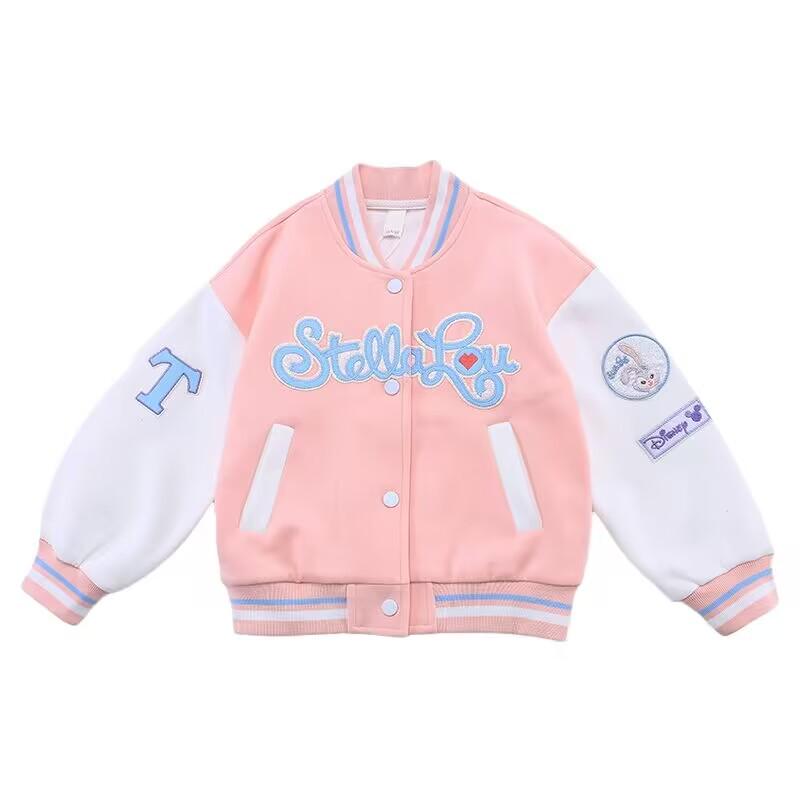 Girls' Stylish Baseball Jacket - Thick, Warm Velvet for Spring & Autumn