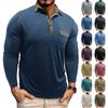 Men's Button Lapel Colored Cotton Long Sleeved Base Men's Top