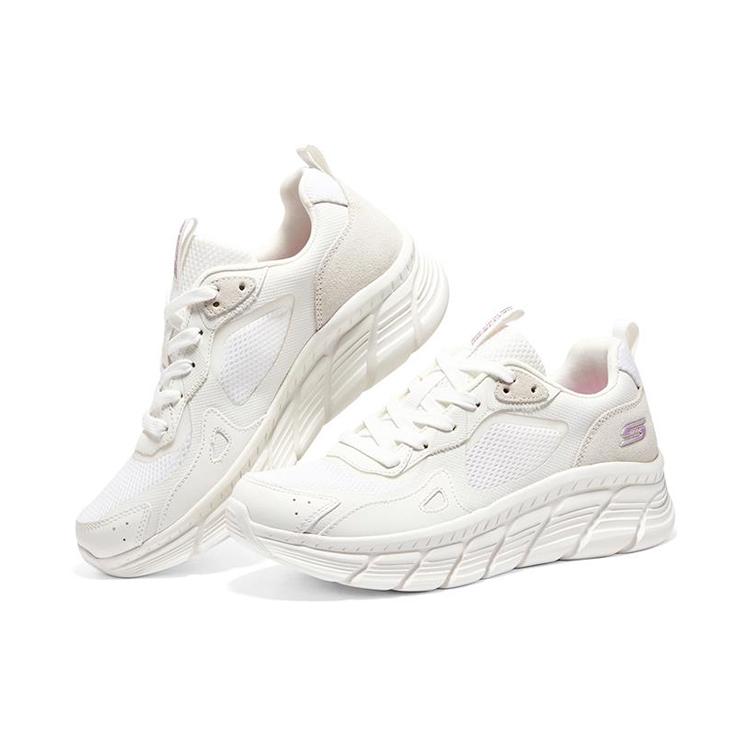 Skechers BOBS B FLEX HI Mesh, Leather Cushioning Abrasion Resistant Breathable Support Low Top Casual Shoes Women's 117380-OFWT