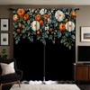 2pcs HD flower rich peony flower open decorative curtain Black tie digital printed curtain Home decoration style decoration l