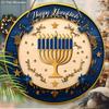 Hanukkah Festival Wooden Sign - Happy Hanukkah Round Ornament for Front Door, Wall Hanging Decor - Ideal Hanukkah Decor