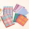3Pcs Handkerchief Thin Pure Cotton Water-Absorbent Plaid Handkerchief Sweat-wiping Color Mixing 3Pcs