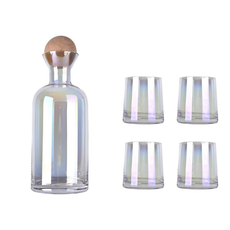 1,2l skleněná lahev na vodu sada hrnků 250ml kelímek na vodu s dřevěným víkem skleněná karafa domácí kancelář pití hrnek konvice na čaj džus hrnek na mléko