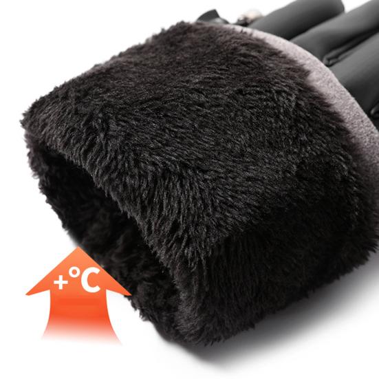 Yousheng 1 Paar Winterhandschuhe mit verstellbaren Kordelzugbündchen Wasserdicht Winddicht Wärmespeicherung Feuchtigkeitstransport Touchscreen Anti-Rutsch-Handfläche Outdoor