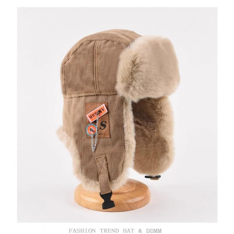 Winter Warm Fleece Lined Beanie Hat Men Women Windproof Ear Protection Riding Cap Korean Style Cotton