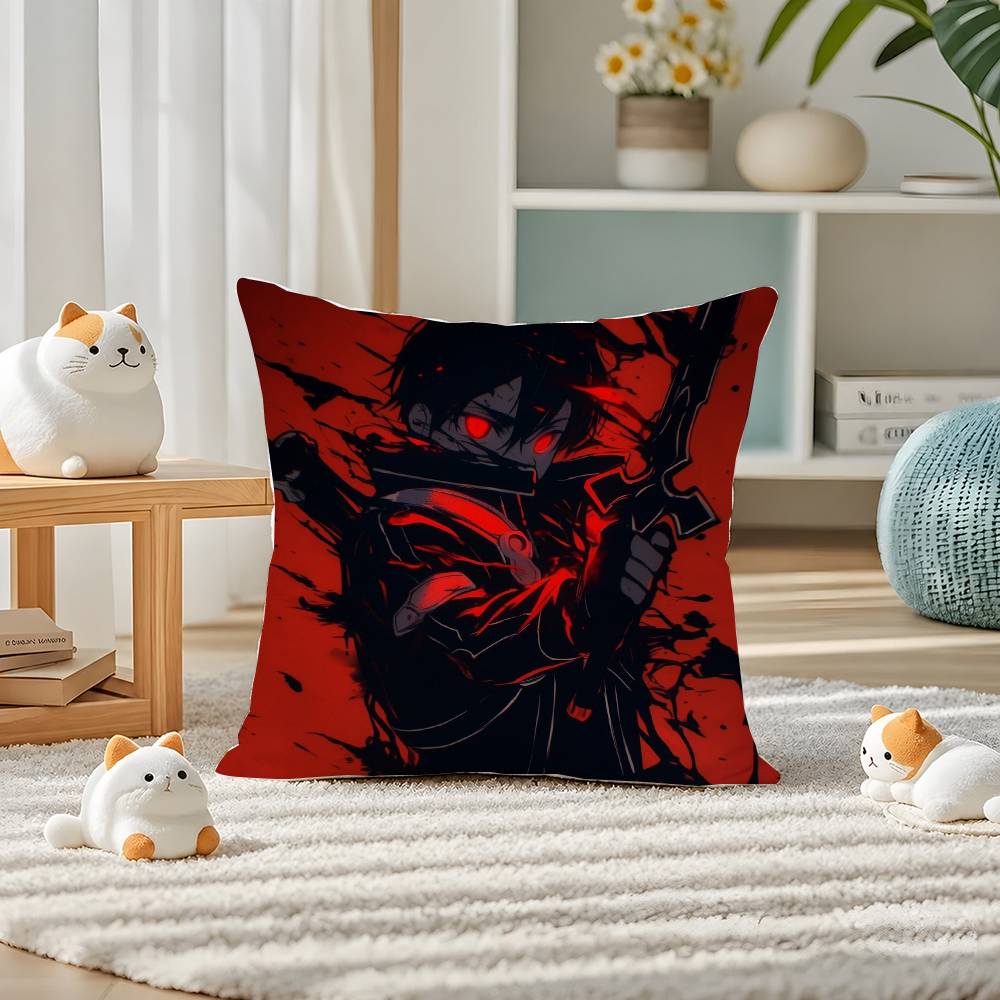 Sword Art Online Virtual World Anime Plush Pillow Cover Soft Short Plush Cushion Cover For Sofa Bedroom Home Decor Gift