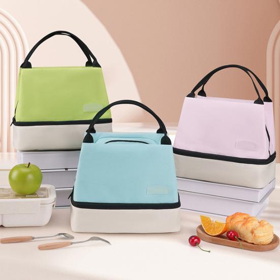 Dvoupatrová taška na oběd Termoizolační taška na oběd s velkou kapacitou, nepropustná chladicí taška pro dojíždění, cestování, piknik