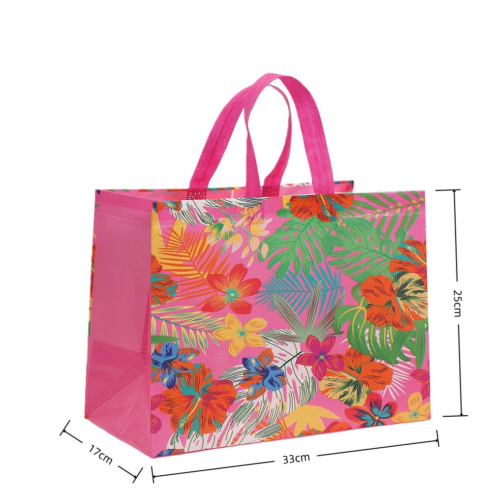 12pcs floral reusable tote bags laminated non woven shopping gift bags for birthday party classroom favors candy cookie package