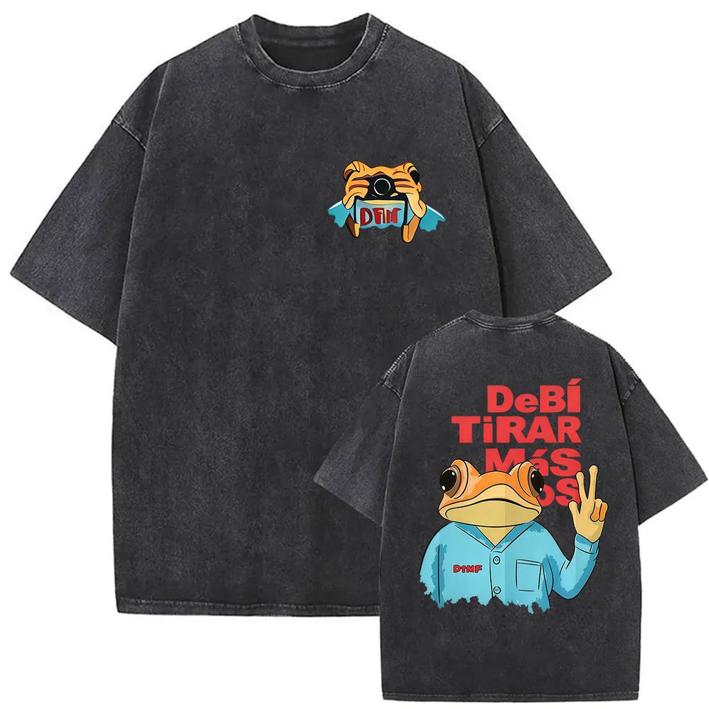 Vintage Washed Bad Bunny Debi Tirar Mas Fotos 2026 Graphic Tshirts Men Women Harajuku Hip Hop Loose ONeck Short Sleeve Tshirt