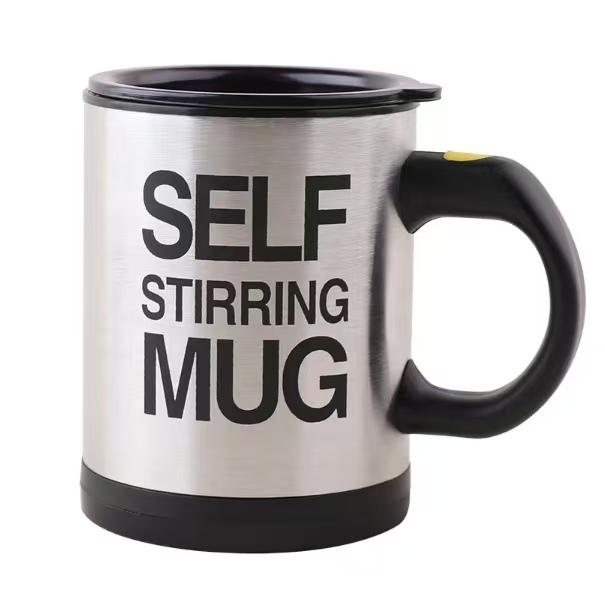 Portable 14oz 400ml Electric Auto 304 Stainless Steel Coffee Mixing Cup With Lid Handle Self Stirring Coffee Mug
