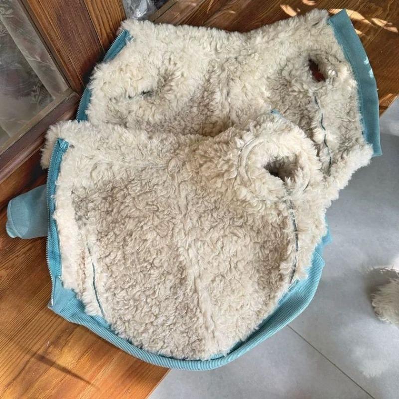 Pet Collar Coat Autumn Winter Lamb Fleece Coat with Thickened Fleece Small Dog Teddy Bear Pet Warmth Puppy Warm Cotton Clothes