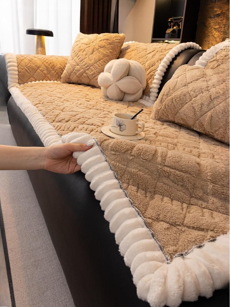 Corduroy Sofa Cushion Non-Slip Thickened Sofa Cover Cloth Warm Dust Soft Velvet Warm Backrest Armrest Towels Window Sill Pad