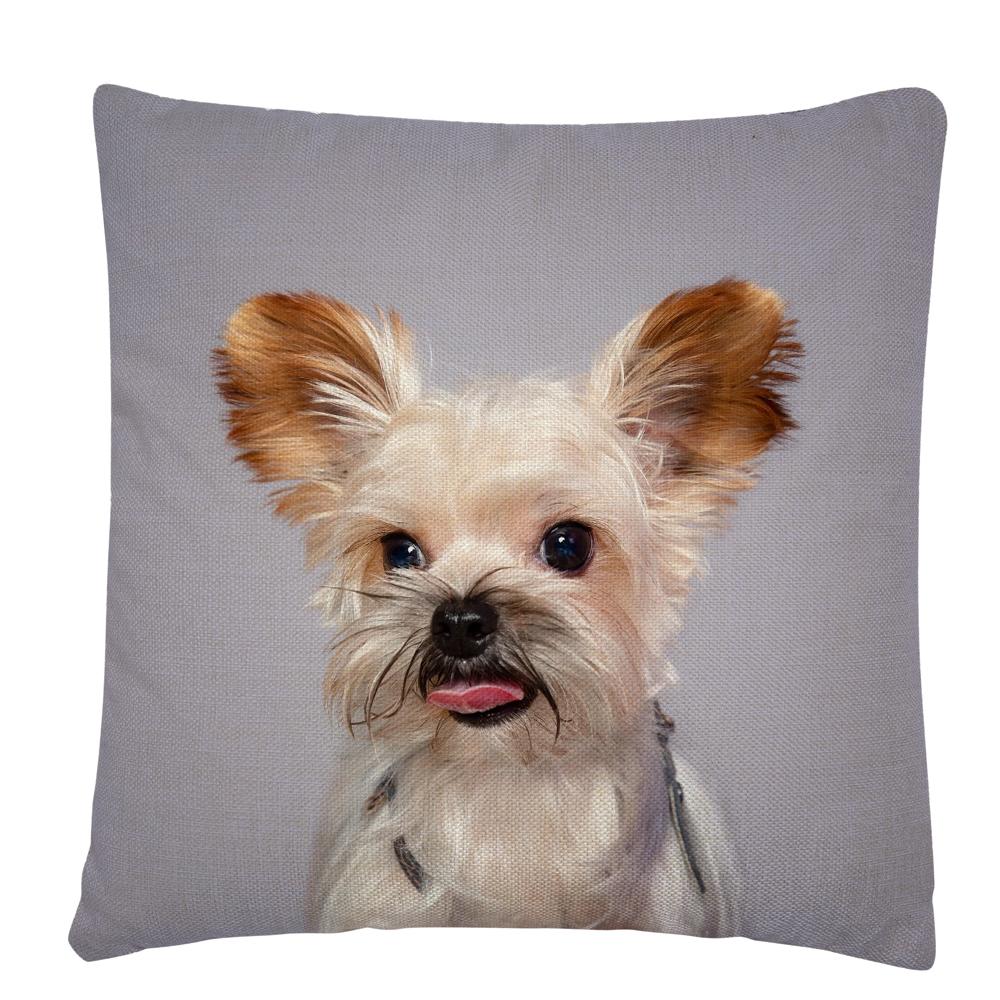 Kissenbezug mit Welpen-/Hunde-Kunstfoto-Muster, Polyester, Kissenbezug, Heim-Sofa-Auto-Dekor