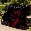 1pc Floral Cat Print Outdoor Flannel Throw Blanket Soft, Cozy, Warm All Season, Machine Washable,
