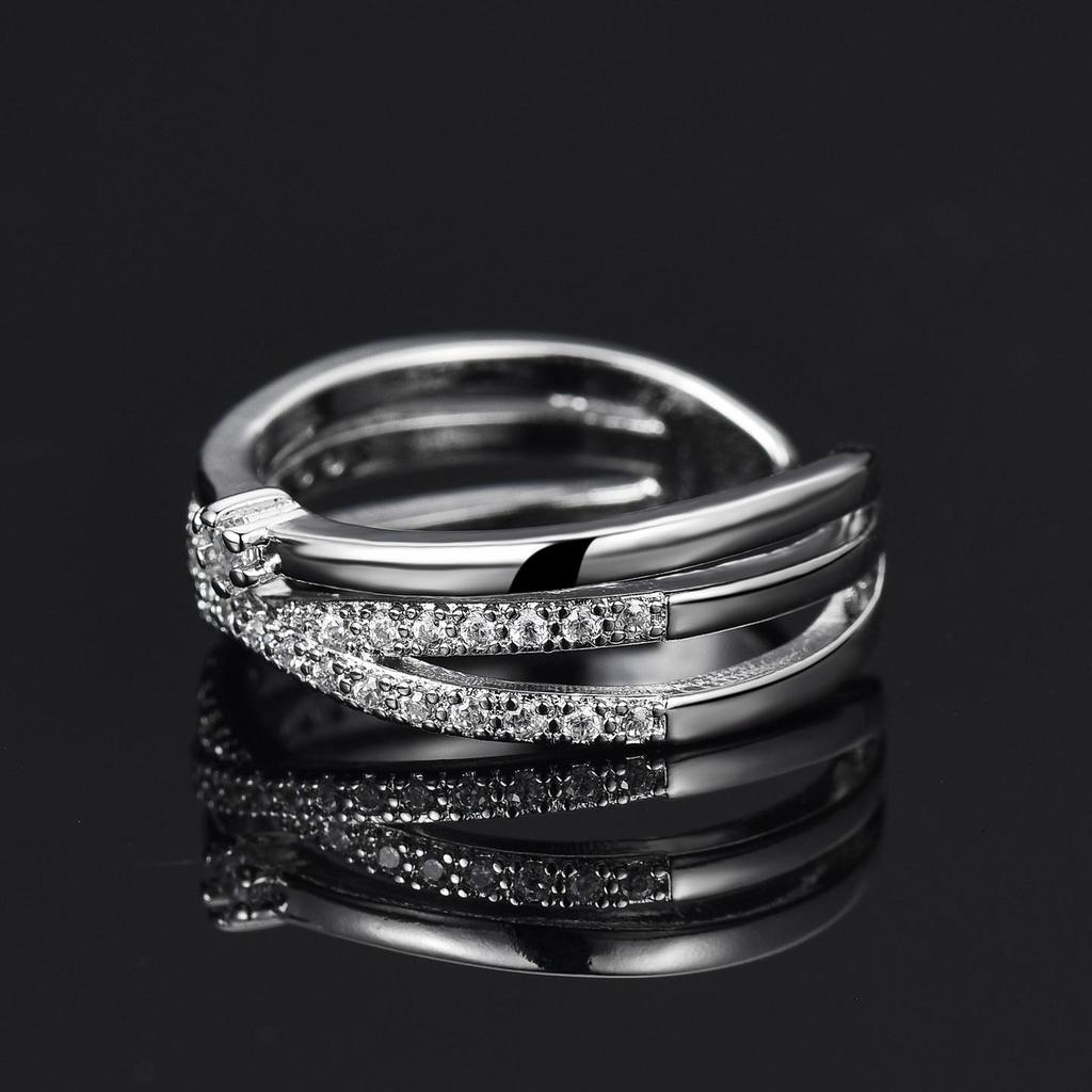 Korean Style Adjustable Multi-layer Zircon Stackable Ring for Women