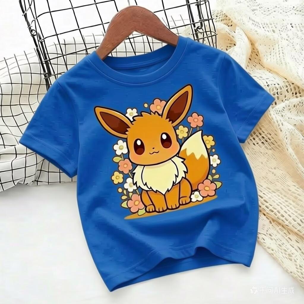 Children's Pure Cotton T-shirt with Pokémon Jigglypuff Design, Suitable for Summer 2026, Loose-fitting Top for Girls, Y2K Style.