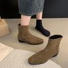 Damen Wildleder Stiefeletten: Klobiger Absatz, Eckige Zehenpartie, Retro-Stil (Herbst 2025)