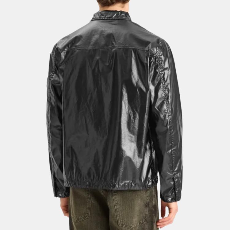 Stone Island Solid Color Polo Collar Single Breasted Long Sleeve Jacket Men Jackets Black K1S1512000-01S0022-V0029