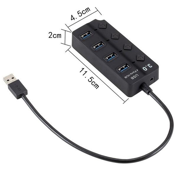 4/7portový rozbočovač USB 3.0 Vysokorychlostní 5Gbps splitter distributor s nezávislým vypínačem LED pro zapnutí/vypnutí USB 3.0 nabíjecí rozbočovač