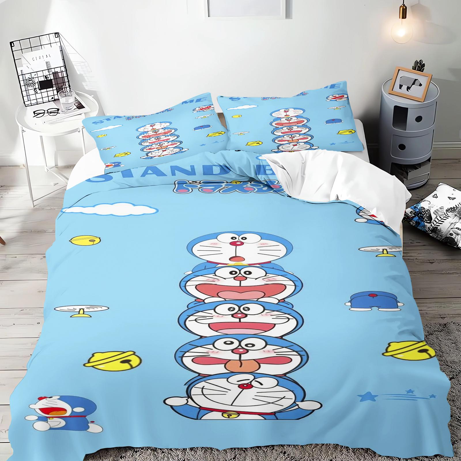 

Blue Robot Cartoon Duvet Cover Home Pillowcase Set Adult Bedroom Children Comforter Bedding 90X200cm
