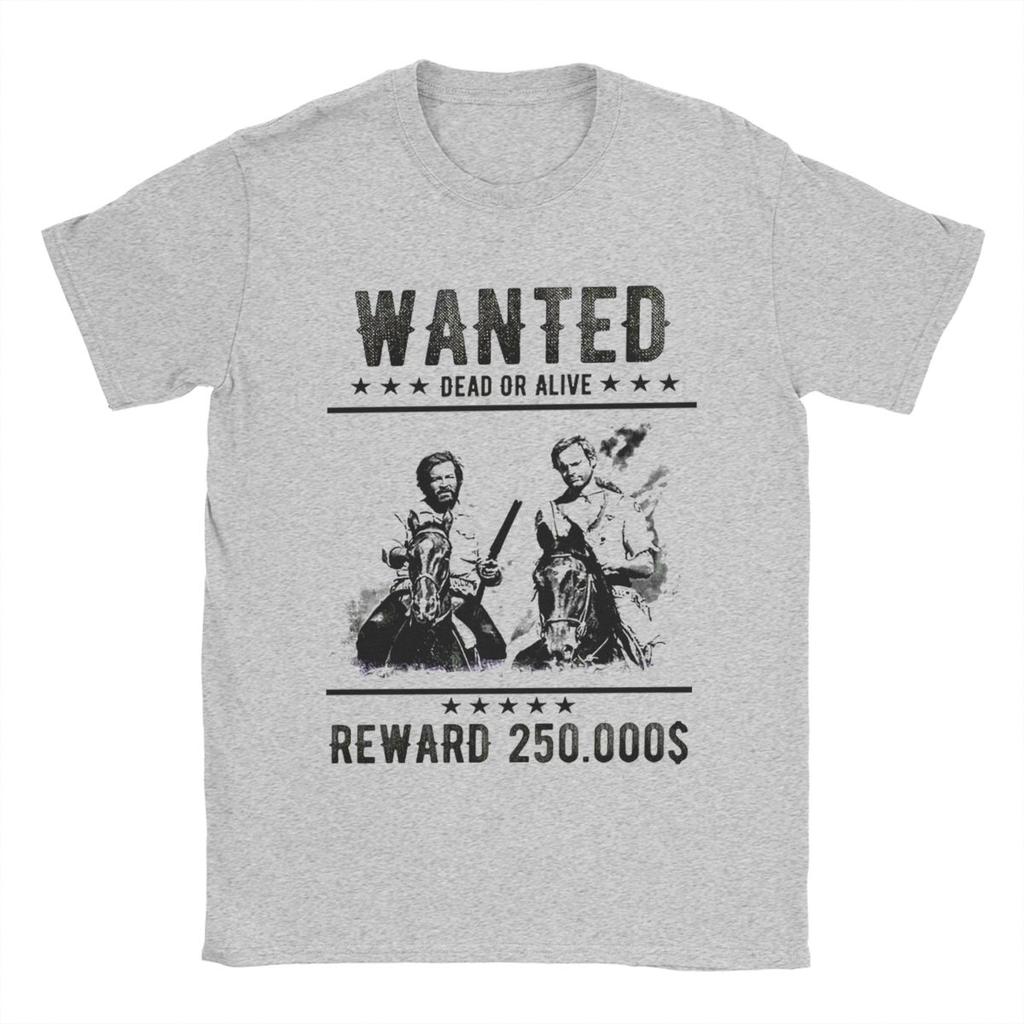 Gesucht Bud Spencer und Terence Hill T-Shirt für Herren Lustige 100% Baumwoll-Tees Rundhals Kurzarm T-Shirts Sommer-Tops