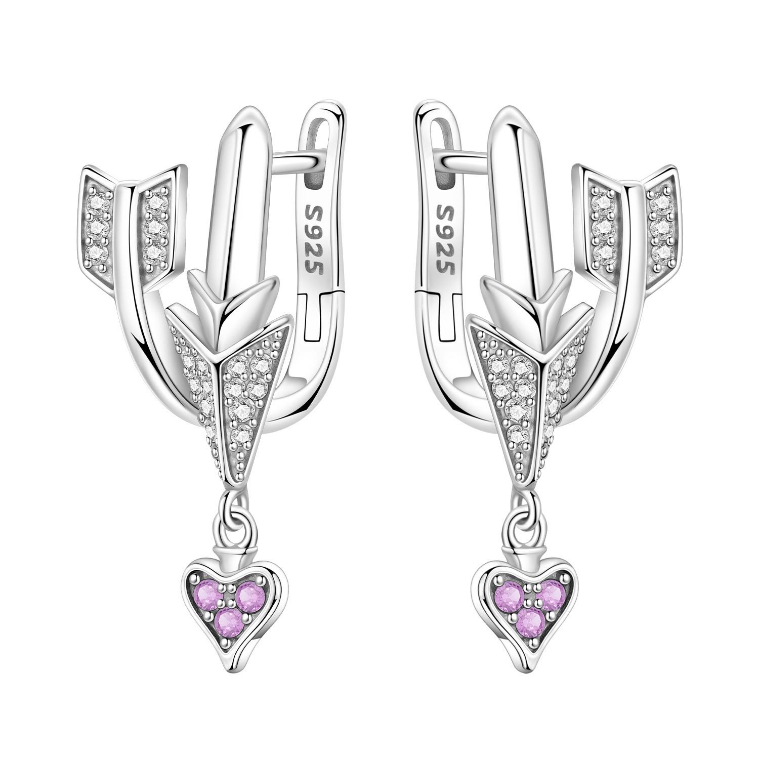 PANPOKI 925 Silver Cupid Arrow Love Earring Original Jewelry Drop Earrings Women Jewelry Party Trendy Anniversary Gift