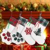 Green Plaid Dog Paw Christmas Stockings Red Gingham Snowflake Plush Pet Christmas Gift Bags For Xmas Party House Tree Decoration