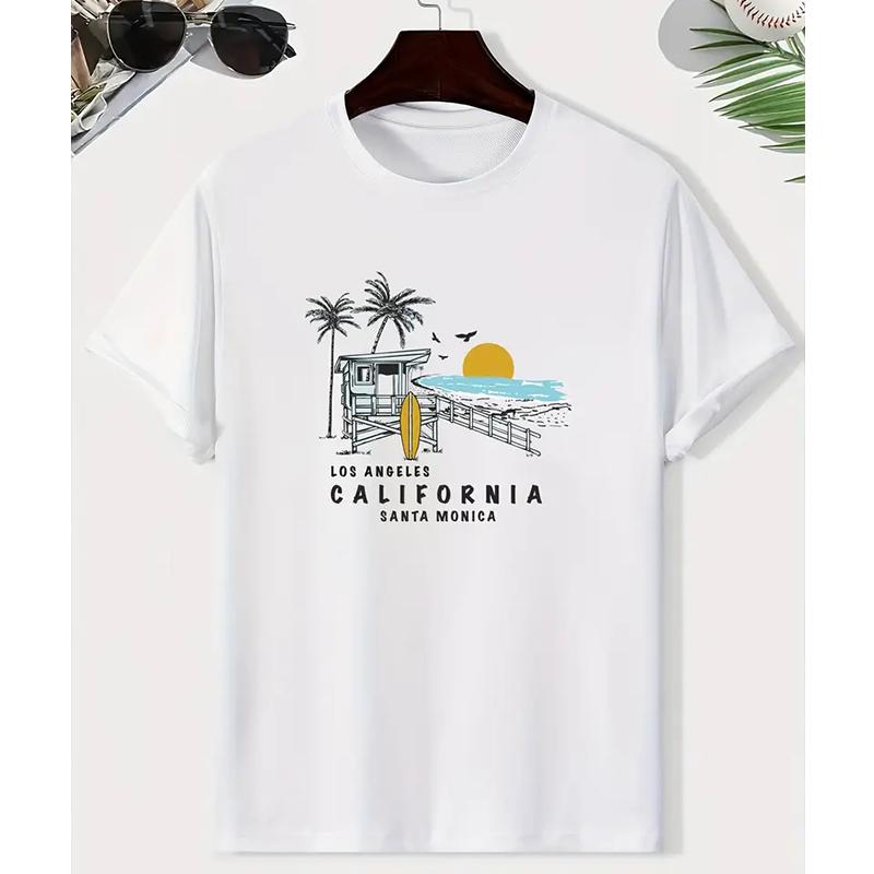 Nové letní pánské módní tričko s potiskem osobnosti a kotěte