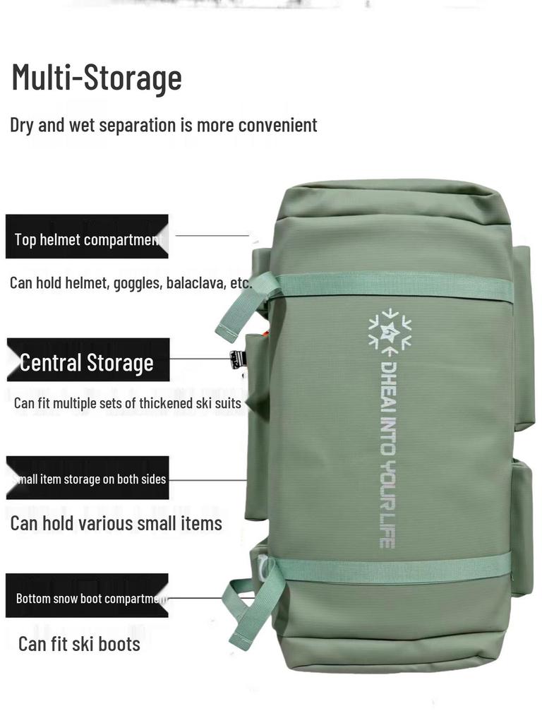 Waterproof Ski Backpack with Board Holder, Large Capacity & Separate Shoe Compartment