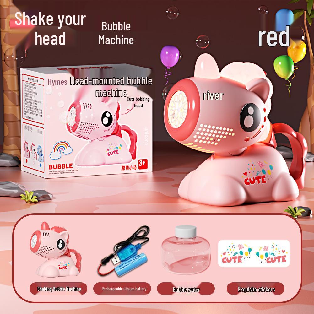 

Мультяшная электрическая машина для выдувания пузырей с качающейся головой: Ручная игрушка для детей с полностью электрическими функциями