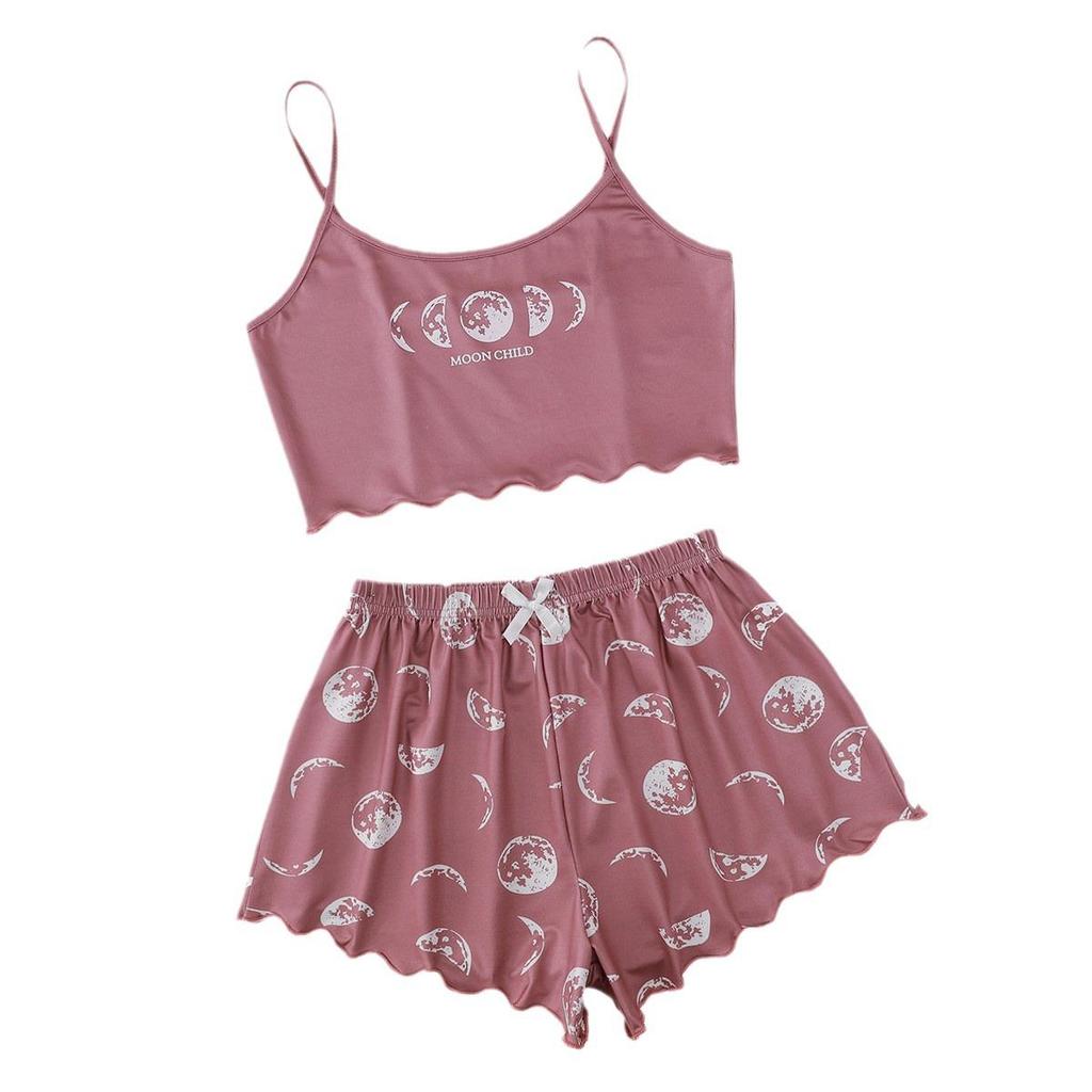 Eclipse Moon Child Letter Print Camisole & Shorts Set