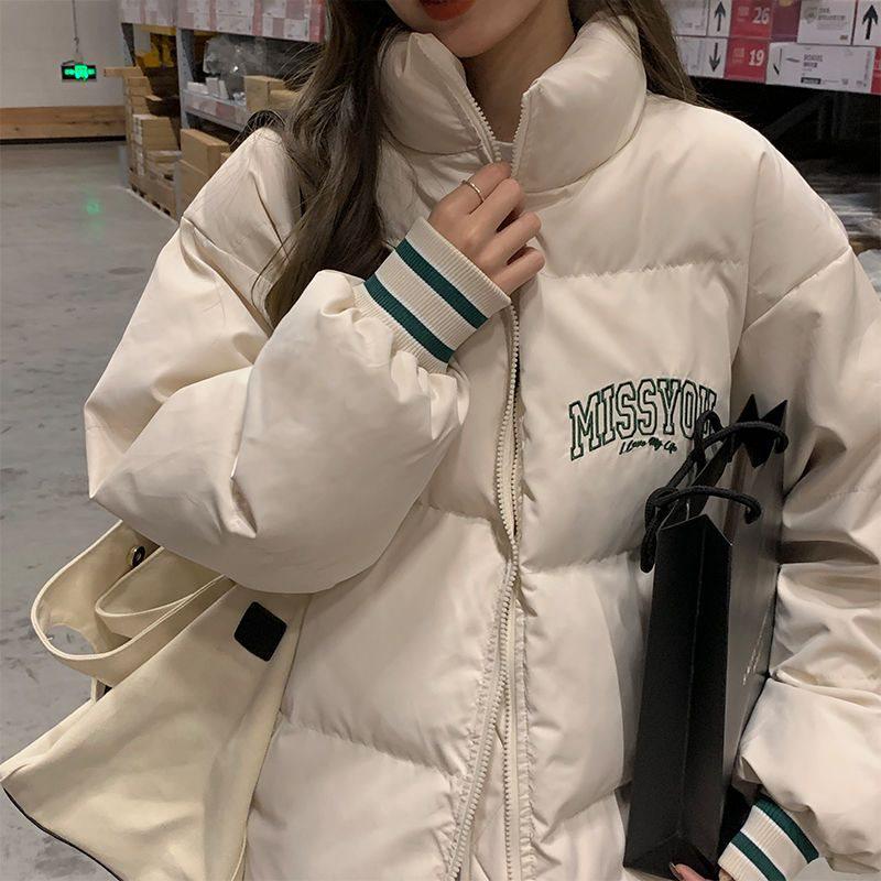 

Korean Style Embroidered Cotton Bread Coat - Women s Thick Warm Outerwear S (Up to 105 lbs)