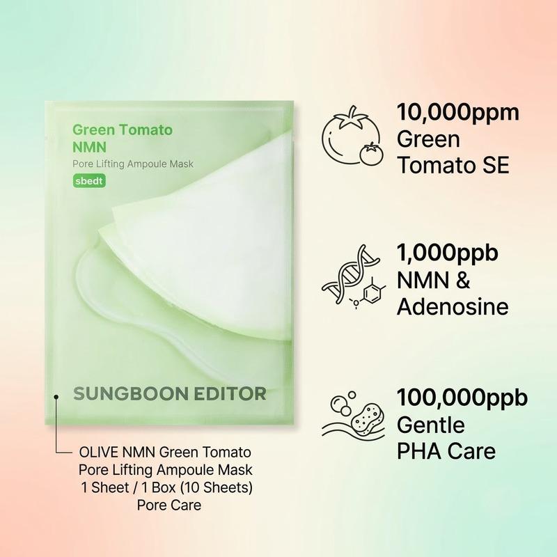 [SUNGBOON EDITOR] Green Tomato NMN Pore Lifting Ampoule Mask 1 Box (10 Sheets)