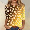 Women Casual Floral Print Three Quarter Sleeve Round Neck Shirt Lightweight Comfortable Top for Everyday Wear