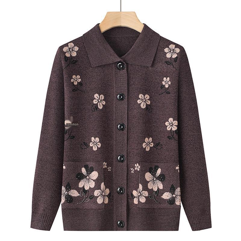 Autumn Winter Wool Cardigan for Middle-aged Women and Elderly - Comfortable Knitwear for Moms