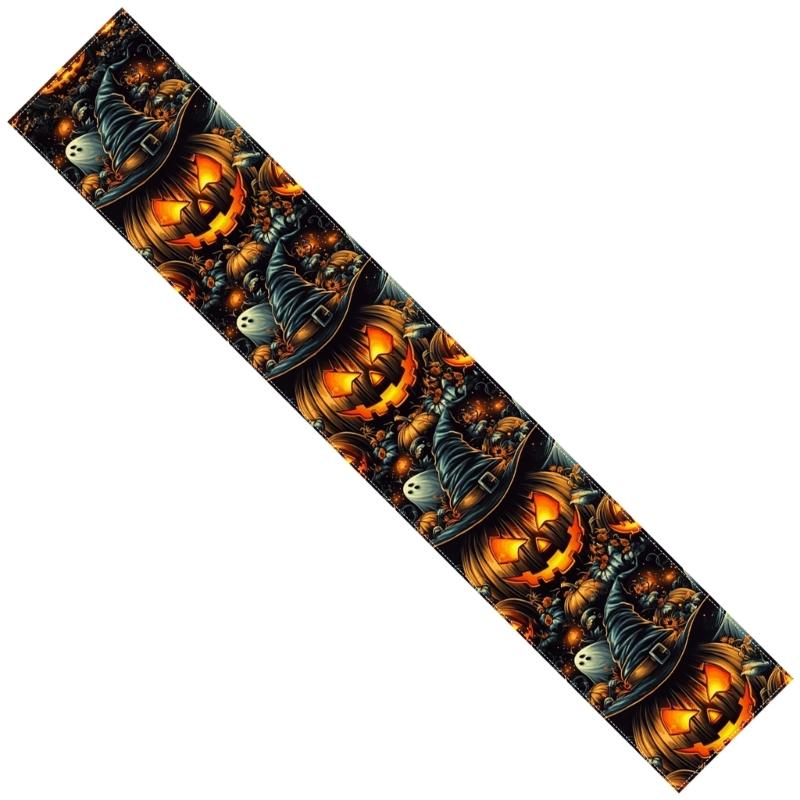 Halloween Table Runner Pumpkin Spiderweb Skull Pattern Table Cover For Spooky Party Decorations Indoor Outdoor Use