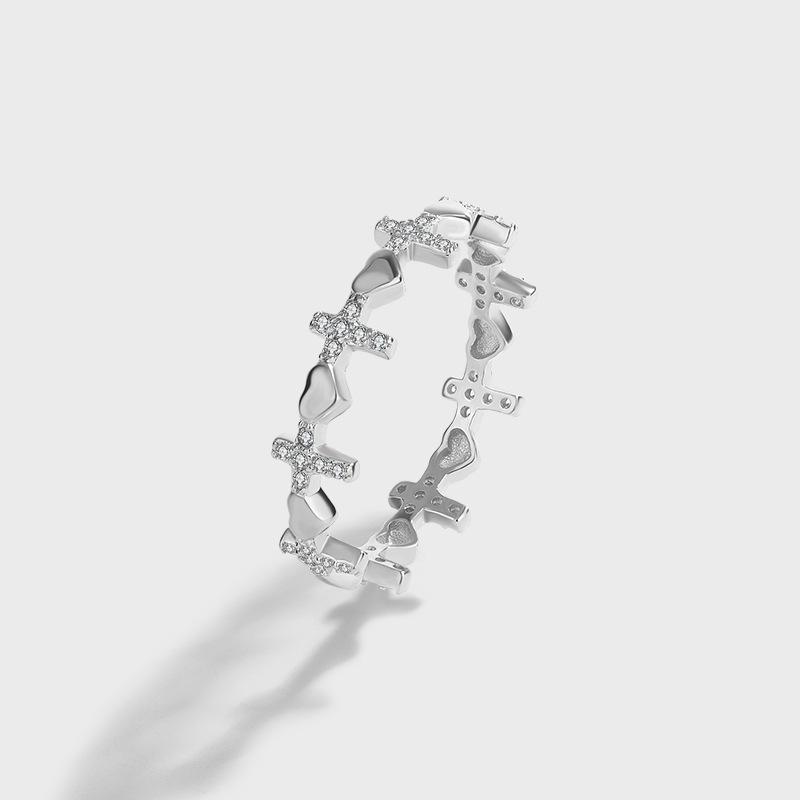 

Кольцо Сердце Крест из Стерлингового Серебра S925 с Цирконом для Женщин - Элегантный Европейский и Американский Стиль Size 10