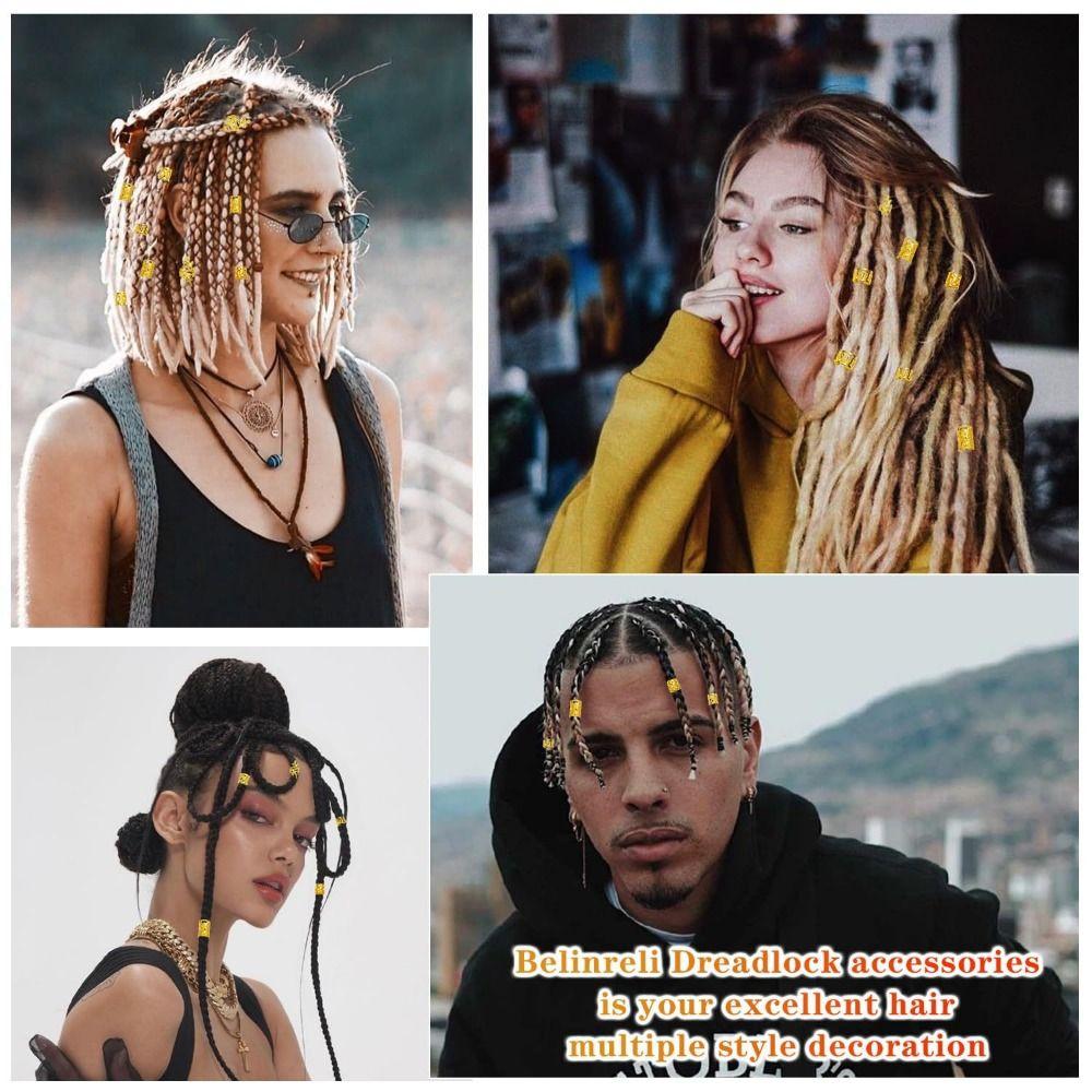 290Pcs Gold Silver Dreadlock Jewelry Hollow Out Metal Hair Rings Charms Hair Braiding Rings Unisex