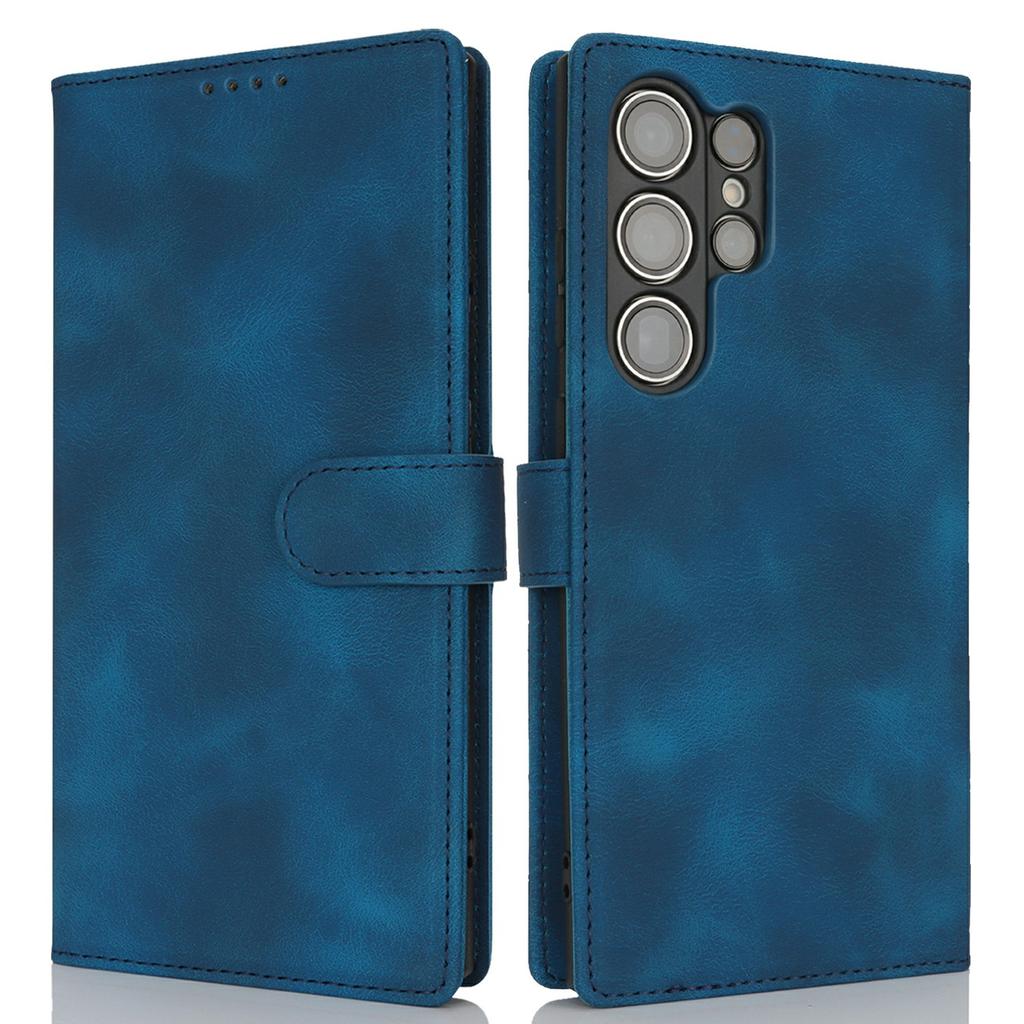 For Samsung Galaxy S23 Ultra Wallet Case Double Folded Edge Skin Touch PU Leather Flip Phone Cover