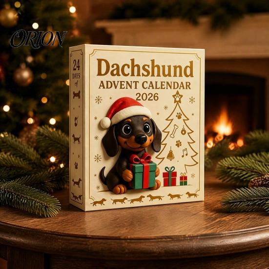 Unique Christmas Souvenirs 2026 Dachshund Advent Calendar, 24 Days 3D Collectible Dog Figures, Xmas Countdown Calendar Holiday Puppy Ornaments