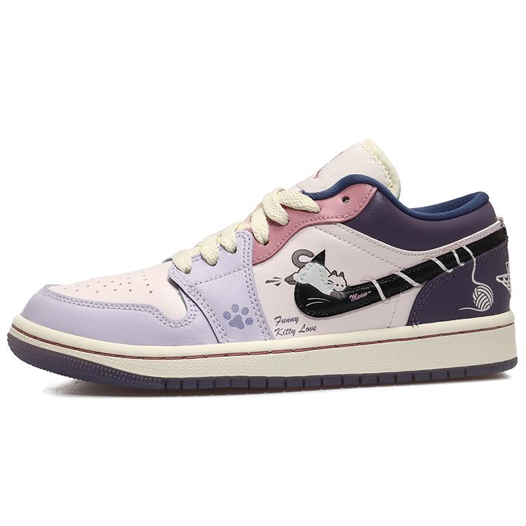 Jordan Air Jordan 1 Low top Vintage Basketball Shoes Women s Purple Pink Black DZ2768-651(Team10-QD) 38.5