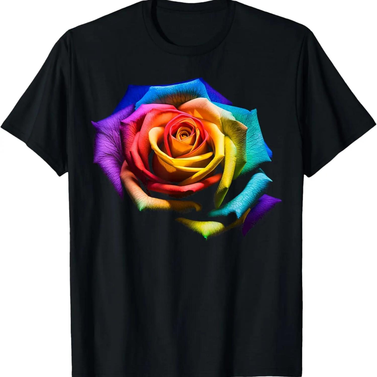 Rose Art Flower Colorful Graphic Motif Rose T-Shirt XXXXXL чёрный