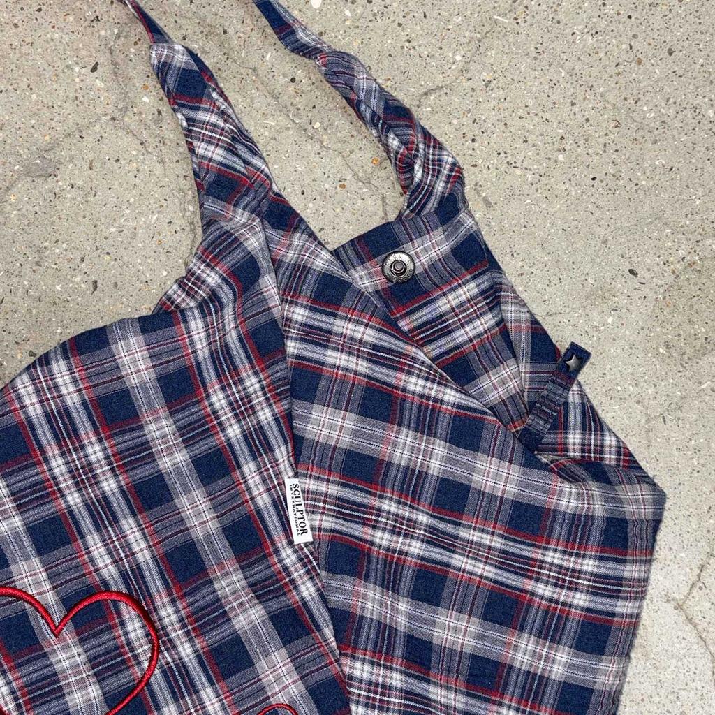 Sculptor Plaid Big Hobo Bag Navy
