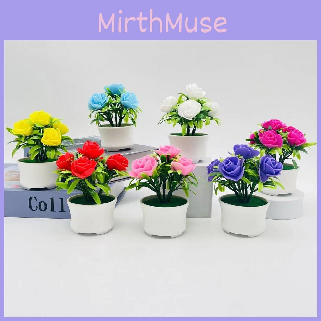 Small Rose Faux Greenery Three Leg Pot Valentines Gift And Display Tabletop