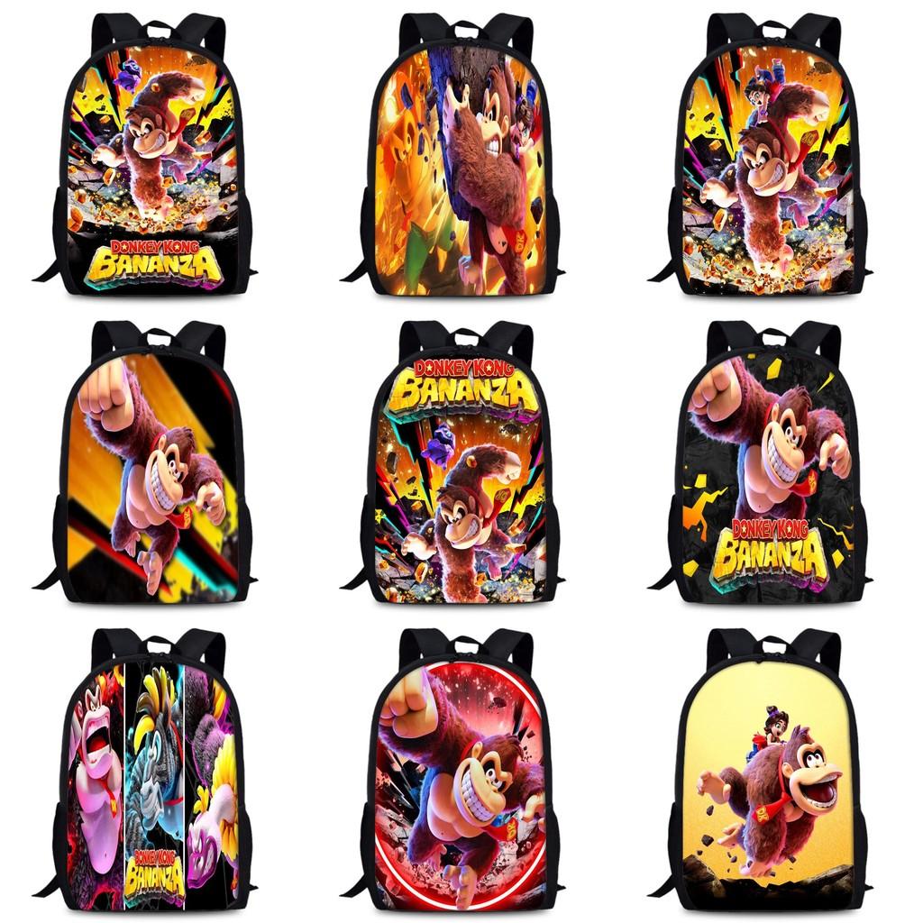 Donkey Kong Bananza Childrens School Backpack With Oxford Fabric For Kids Education
