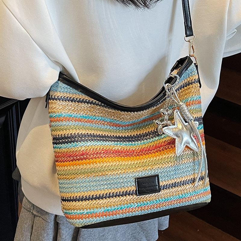 Popular Fashion Color-matching Casual Bucket Bag Elegant Shoulder Bag