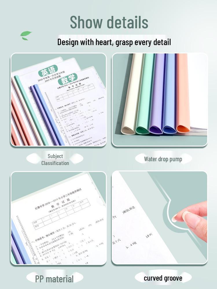 A4 Gradient Morandi Color Transparent Folder - Durable Clip for Exam Papers and Documents