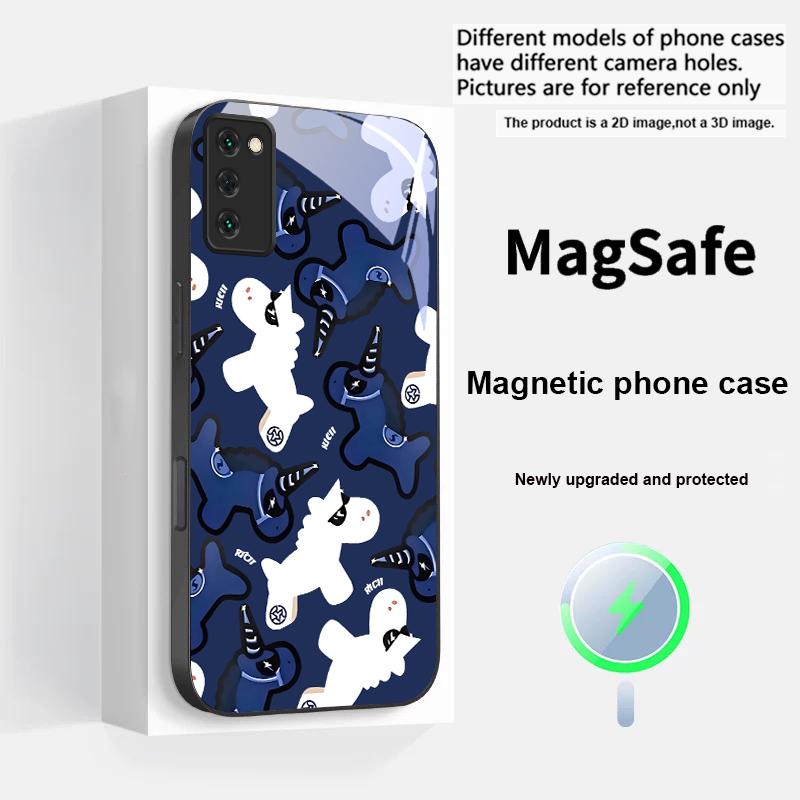 Unicorn cartoon wallpaper For Magsafe Samsung S25 S25 Edge S25Ultra S8 9 10 20 S21 Pro 22 Plus S23 FE S24 Ultra Glass Phone Case