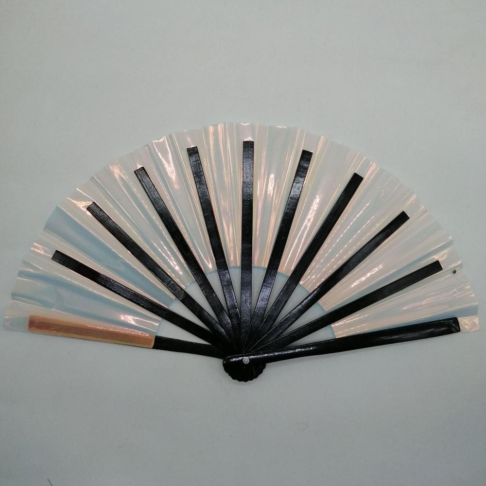PVC Folding Hand Bamboo Handle Dancing Fan Kung Fu Fans Tai Chi Fan  Photography Prop